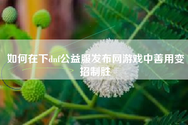 如何在下dnf公益服发布网游戏中善用变招制胜