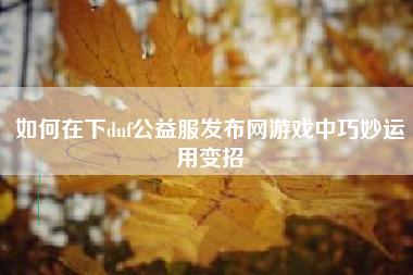 如何在下dnf公益服发布网游戏中巧妙运用变招