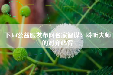 下dnf公益服发布网名家智谋：聆听大师的对弈心得