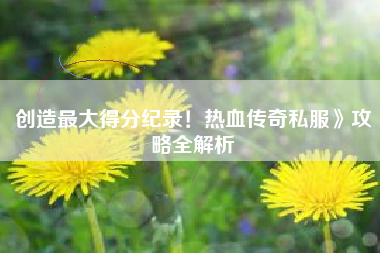 创造最大得分纪录！热血传奇私服》攻略全解析