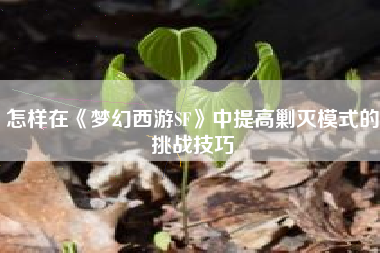 怎样在《梦幻西游SF》中提高剿灭模式的挑战技巧