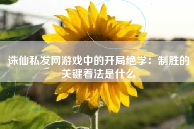 诛仙私发网游戏中的开局绝学：制胜的关键着法是什么