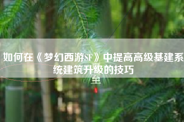 如何在《梦幻西游SF》中提高高级基建系统建筑升级的技巧