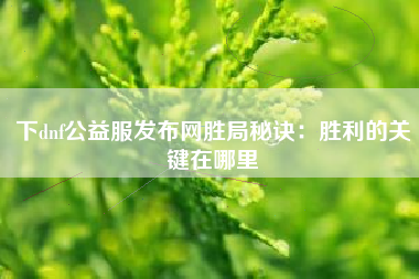 下dnf公益服发布网胜局秘诀：胜利的关键在哪里