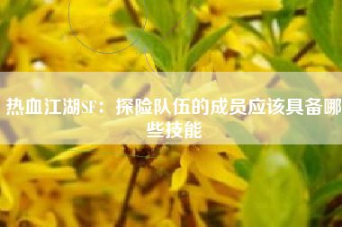 热血江湖SF：探险队伍的成员应该具备哪些技能