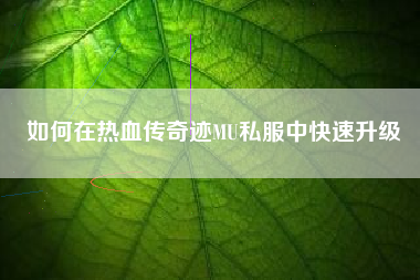 如何在热血传奇迹MU私服中快速升级