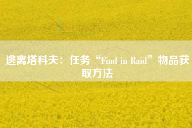 逃离塔科夫：任务“Find in Raid”物品获取方法