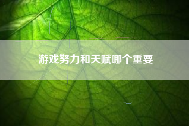 游戏努力和天赋哪个重要