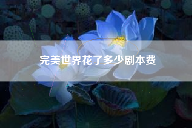 完美世界花了多少剧本费