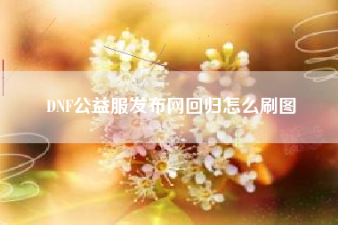 DNF公益服发布网回归怎么刷图